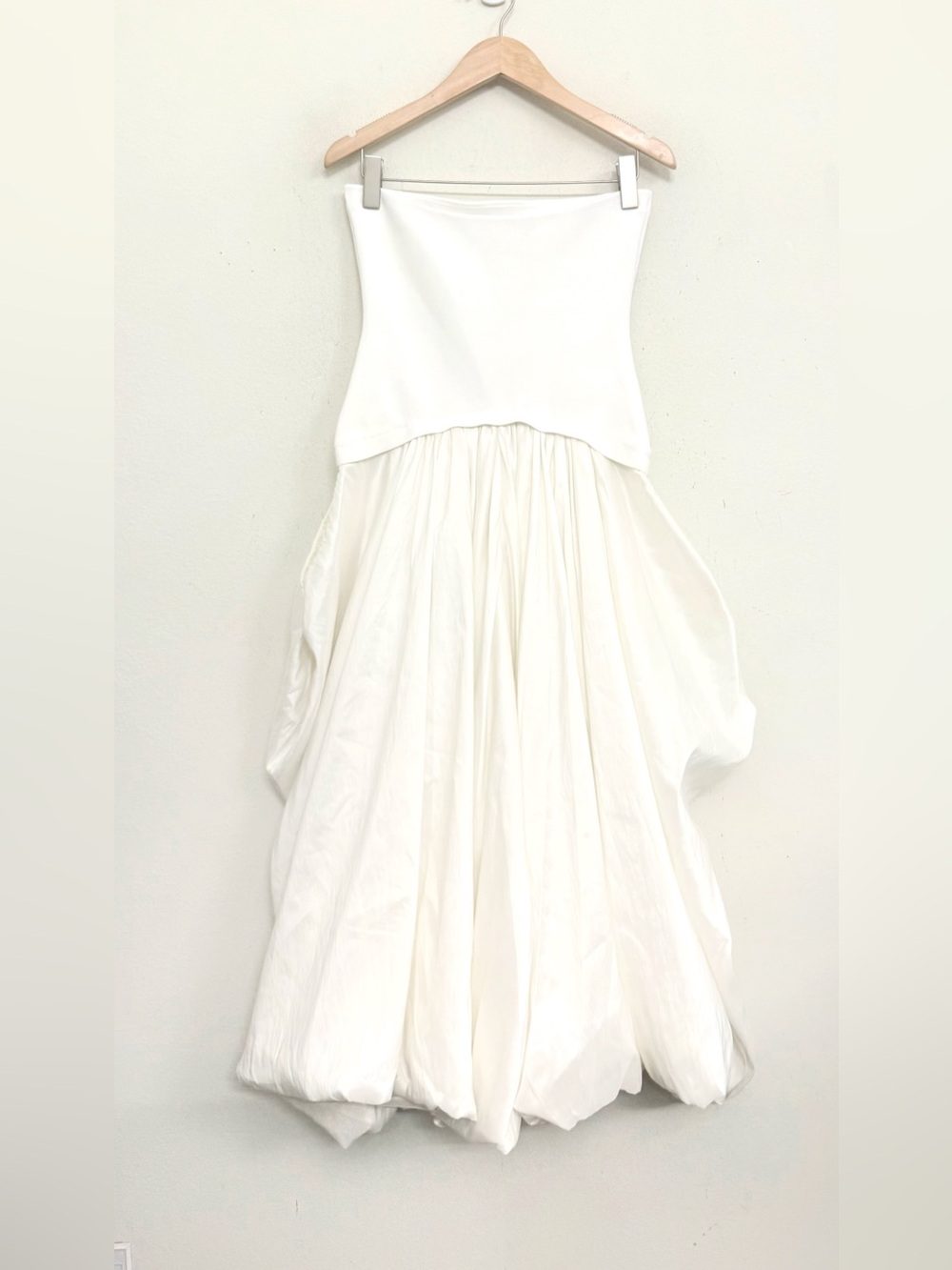 NWT SIMKHAI Izzy Strapless Taffeta Midi Dress in Ivory, size M - Picture 8 of 16